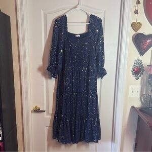 Ivy City Co. Starry Dress, Puff Sleeves - 1X- like new!